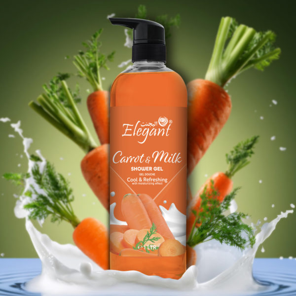 Carrot & Milk 1 Liter Shower Gel - Rejuvenating Body Wash by Elegant - Image 2