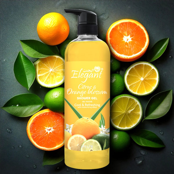 Citrus & Orange Blossom 1 Liter Shower Gel - Rejuvenating Body Wash by Elegant - Image 2