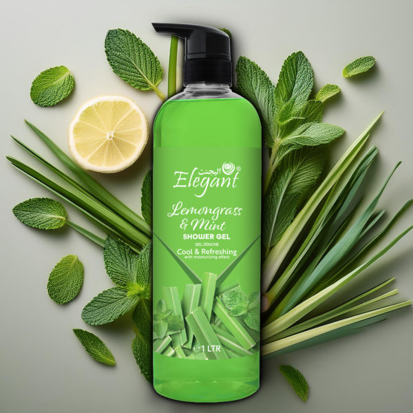 Lemongrass & Mint 1 Liter Shower Gel - Rejuvenating Body Wash by Elegant - Image 2