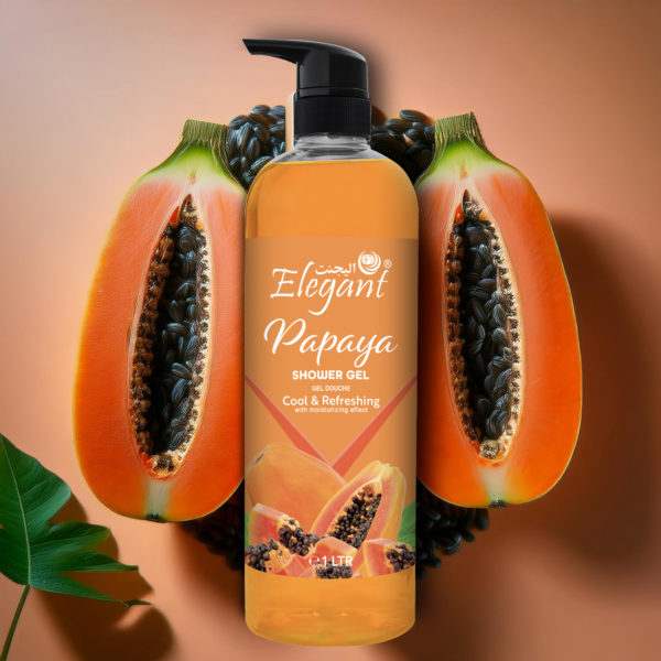 Papaya 1 Liter Shower Gel - Rejuvenating Body Wash by Elegant - Image 2