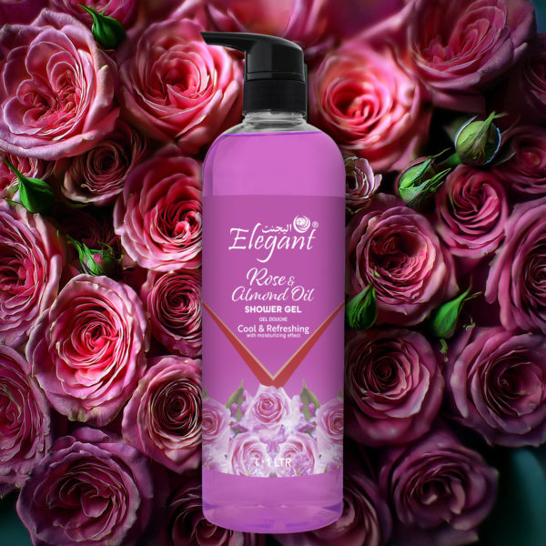 Rose & Almond Oil 1 Liter Shower Gel - Rejuvenating Body Wash by Elegant - Image 2