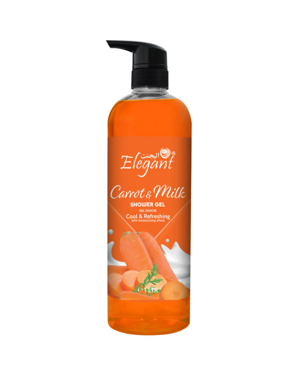 Carrot & Milk 1 Liter Shower Gel - Rejuvenating Body Wash by Elegant