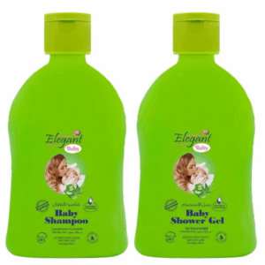 Two bottles of baby shampoo and shower gel