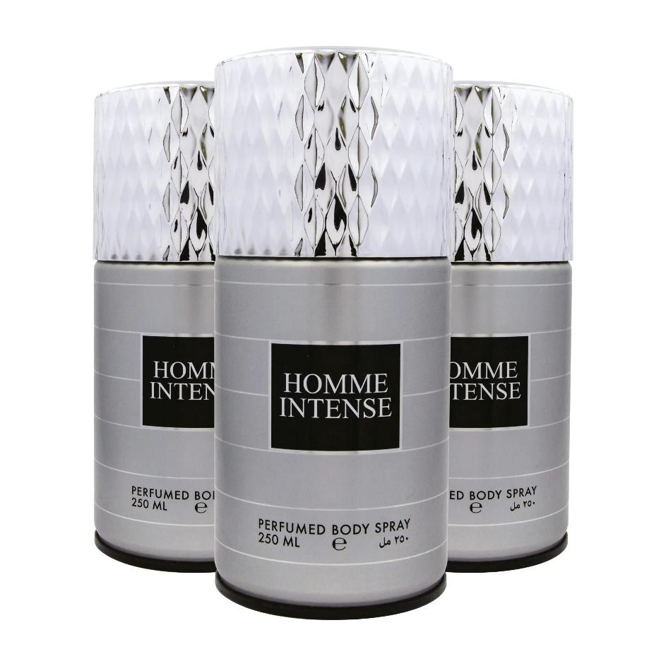 Three bottles of Homme Intense perfume