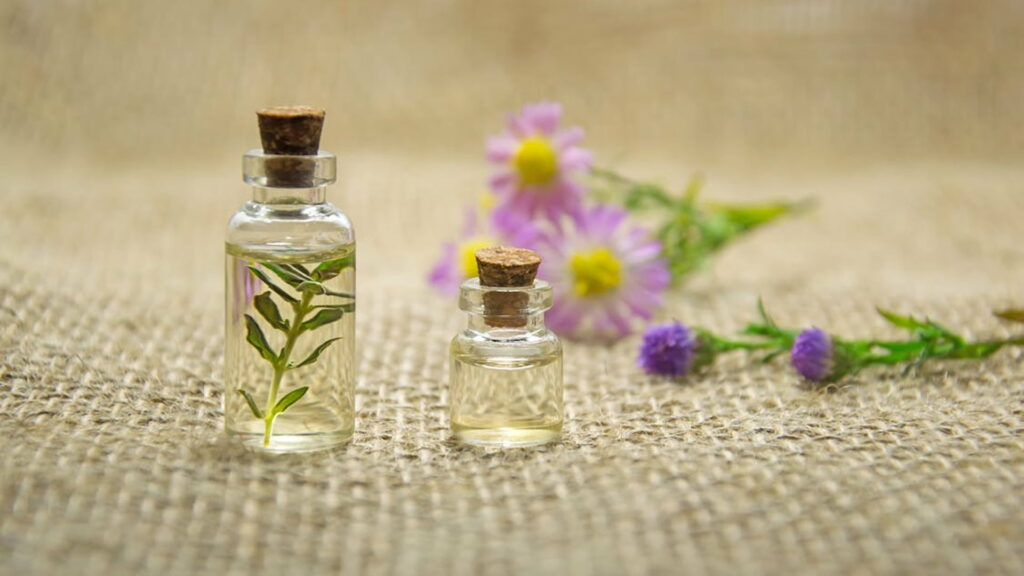 Aromatherapy oil in a sealed vial
