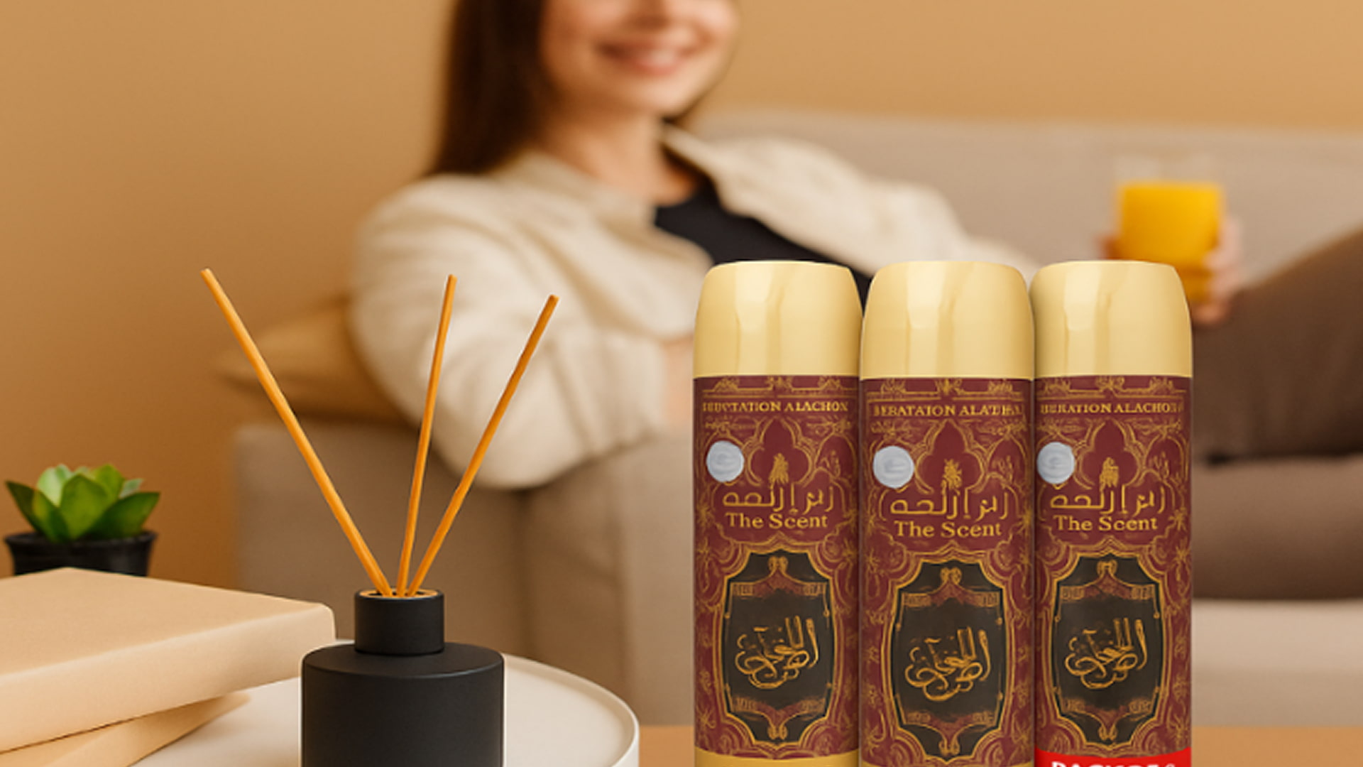 Amir Al Oud air fresheners displayed in a cozy living room.